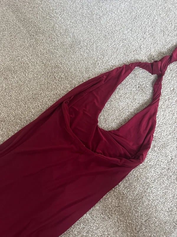 ASOS Design Asos burgundy halter neck maxi dress with choker detail