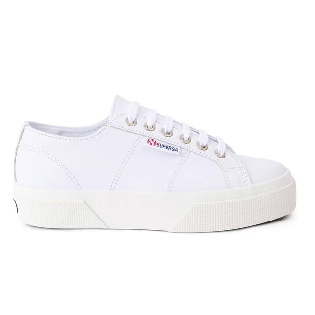 Superga Superga Women's 2740 Nappa Leather Platform Trainers in White - 3