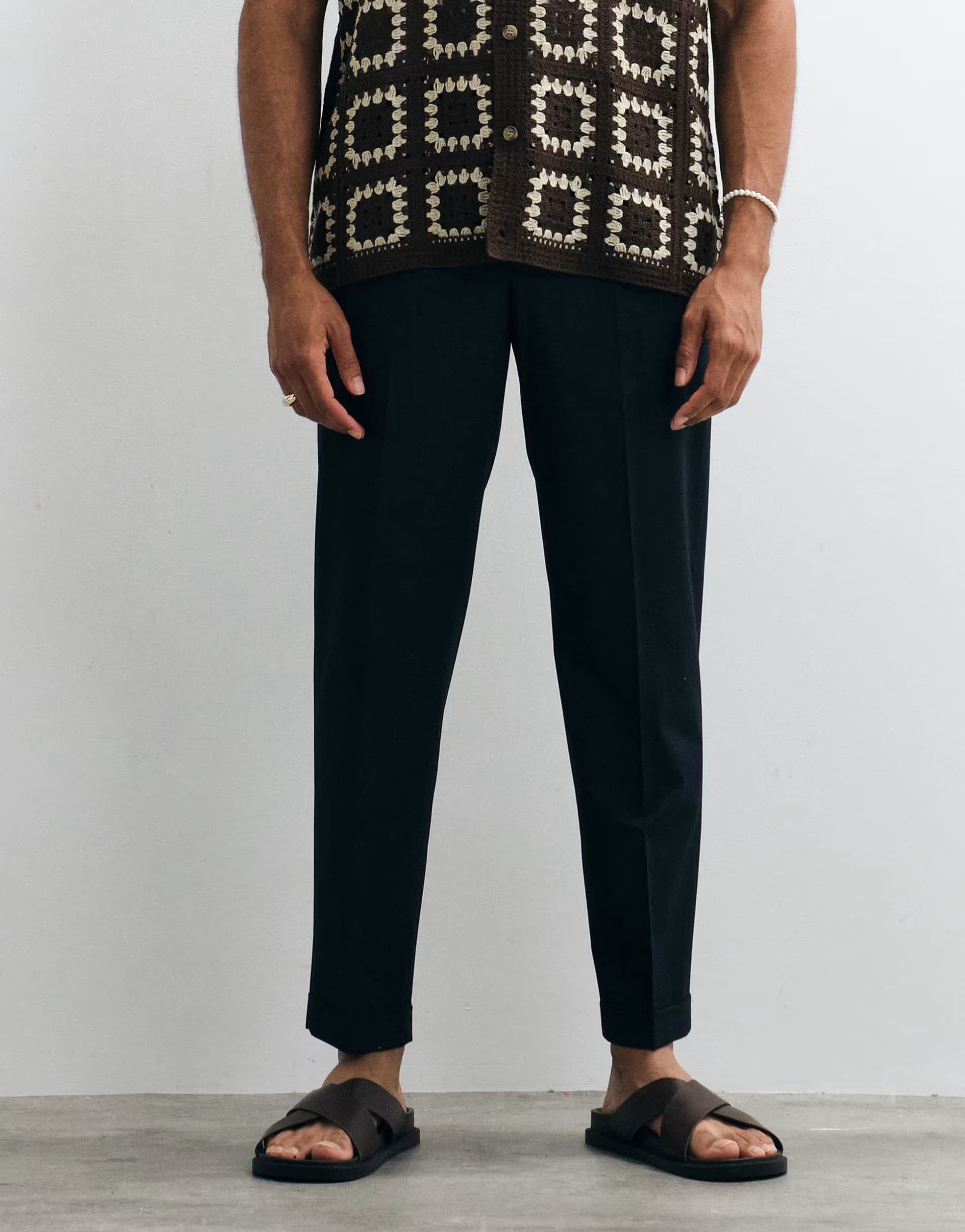 ASOS Mango Boston regular fit tailored trouser in navy