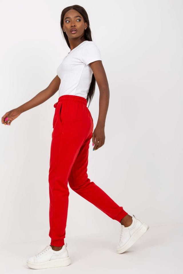 Love Lace Love Lace Women's High Waisted Sweatpants Elastic Tie Waist in Red - 2