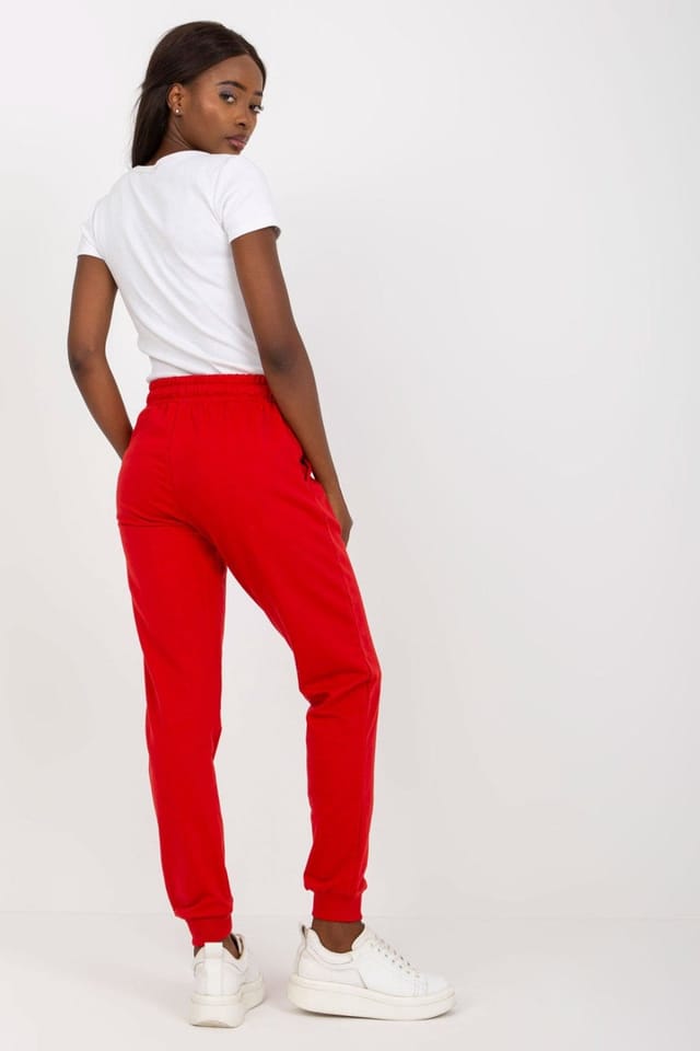 Love Lace Love Lace Women's High Waisted Sweatpants Elastic Tie Waist in Red - 3