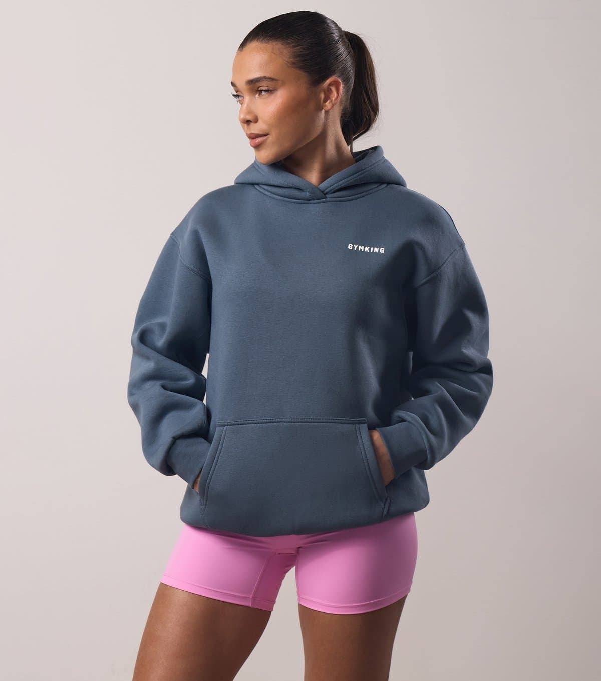 Gym King Women's Blue Challenge Your Limits Slogan Print Hoodie Gym King New Look