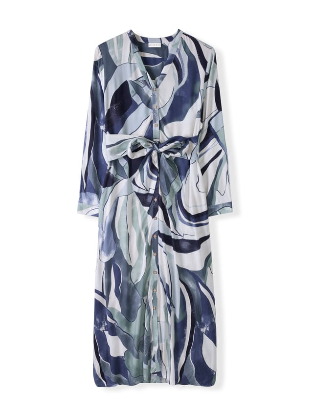 Celtic & Co Celtic & Co Women's Tie Front Midi Dress in Mid Navy - 2