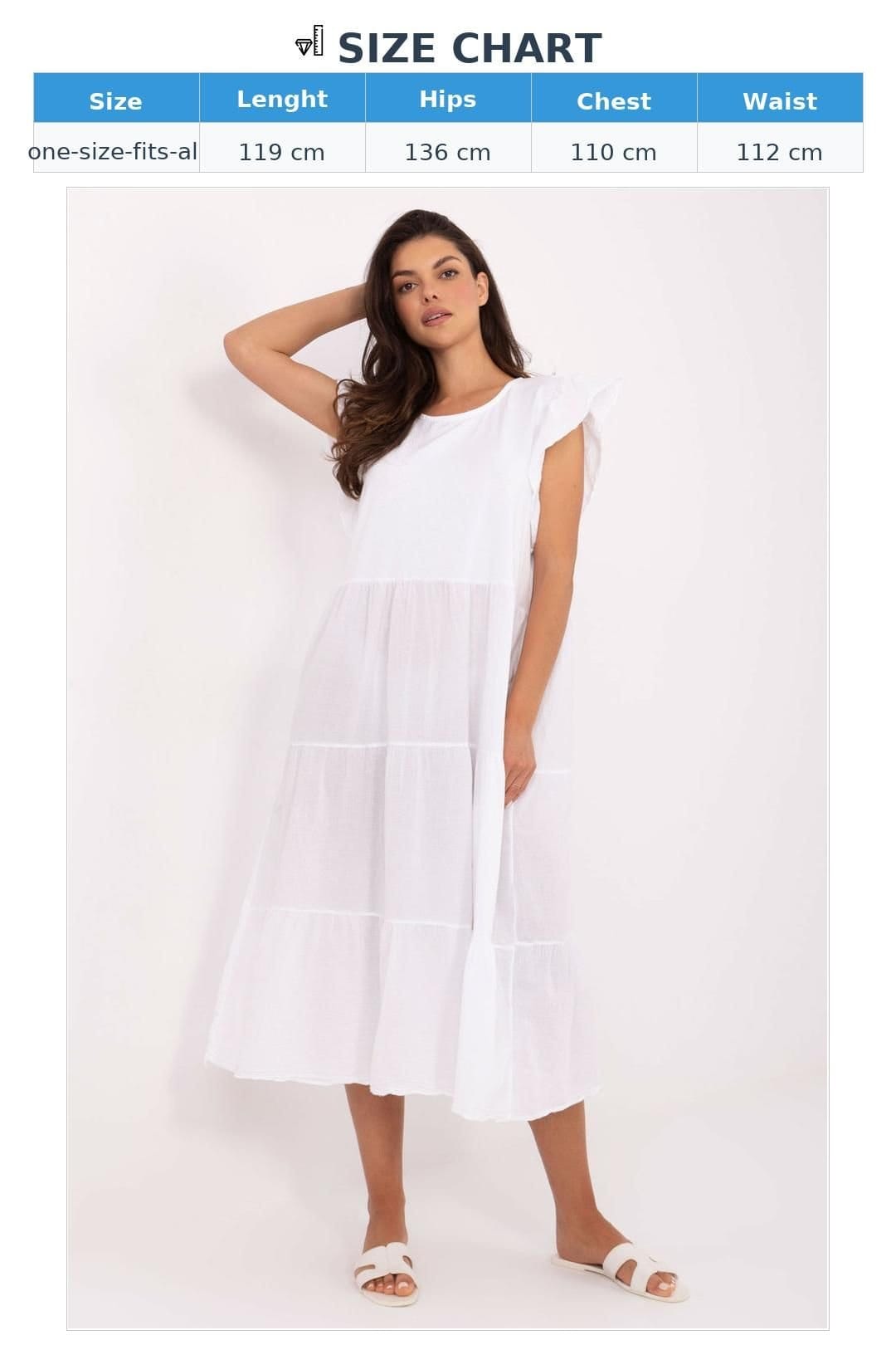 Love Lace Love Lace Women's Loose Cotton Midi Dress with Back Tie in White - 4