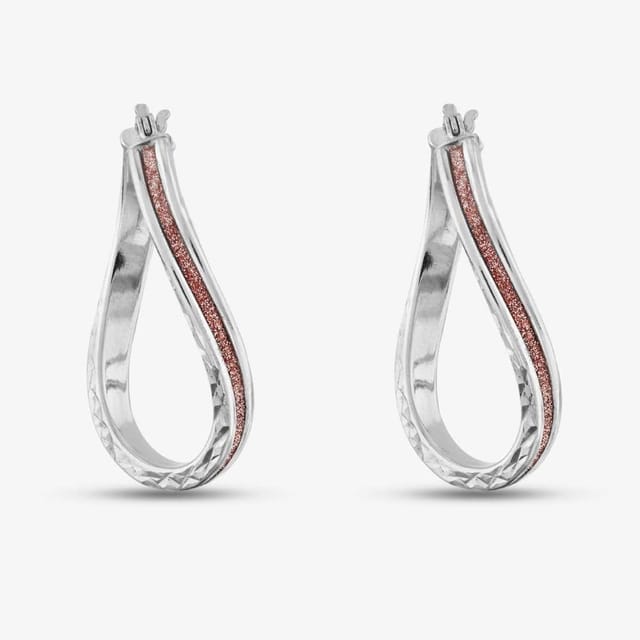 T.H.Baker T.H.Baker Women's Sterling Silver Rose Stardust Textured Creole Earrings 8.51.2059 in Gold - 2