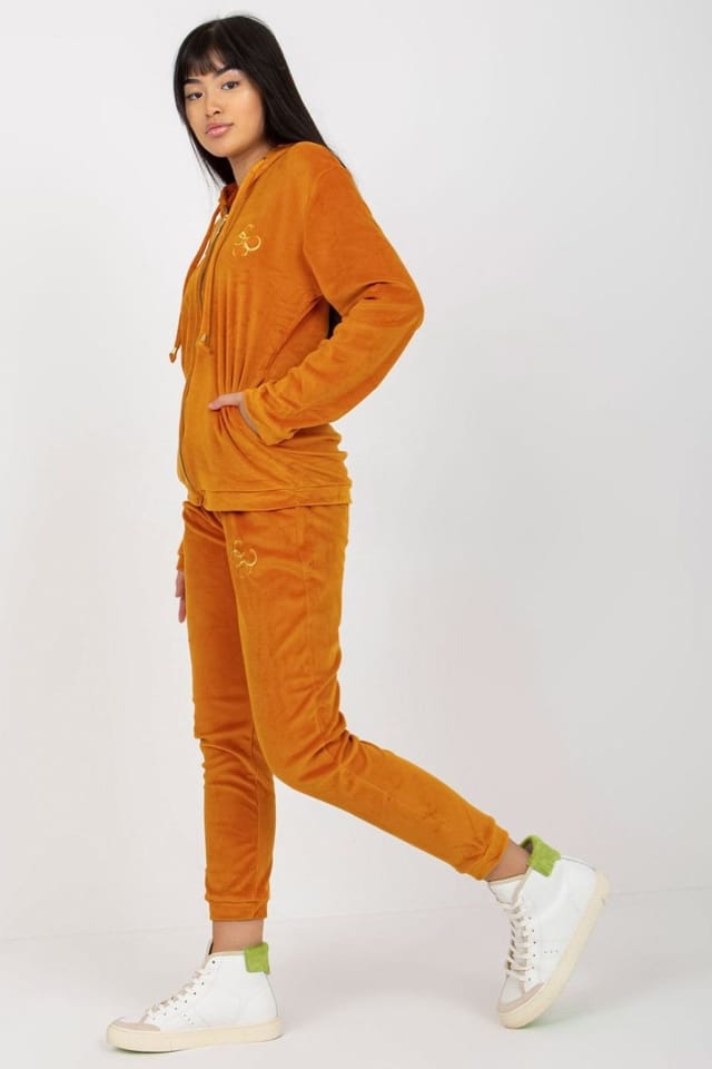 Love Lace Love Lace Women's Velour Zip Sweatshirt & Jogger Set in Yellow - 2