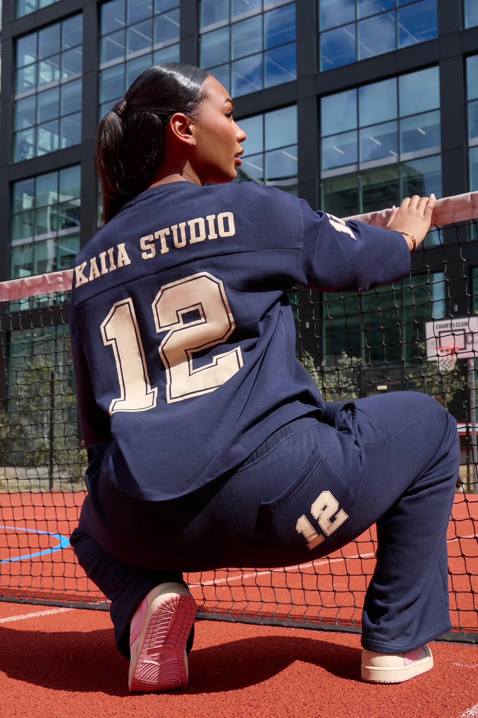 Kaiia Kaiia 12 Sport Graphic Football Top Ink Blue & Lemon