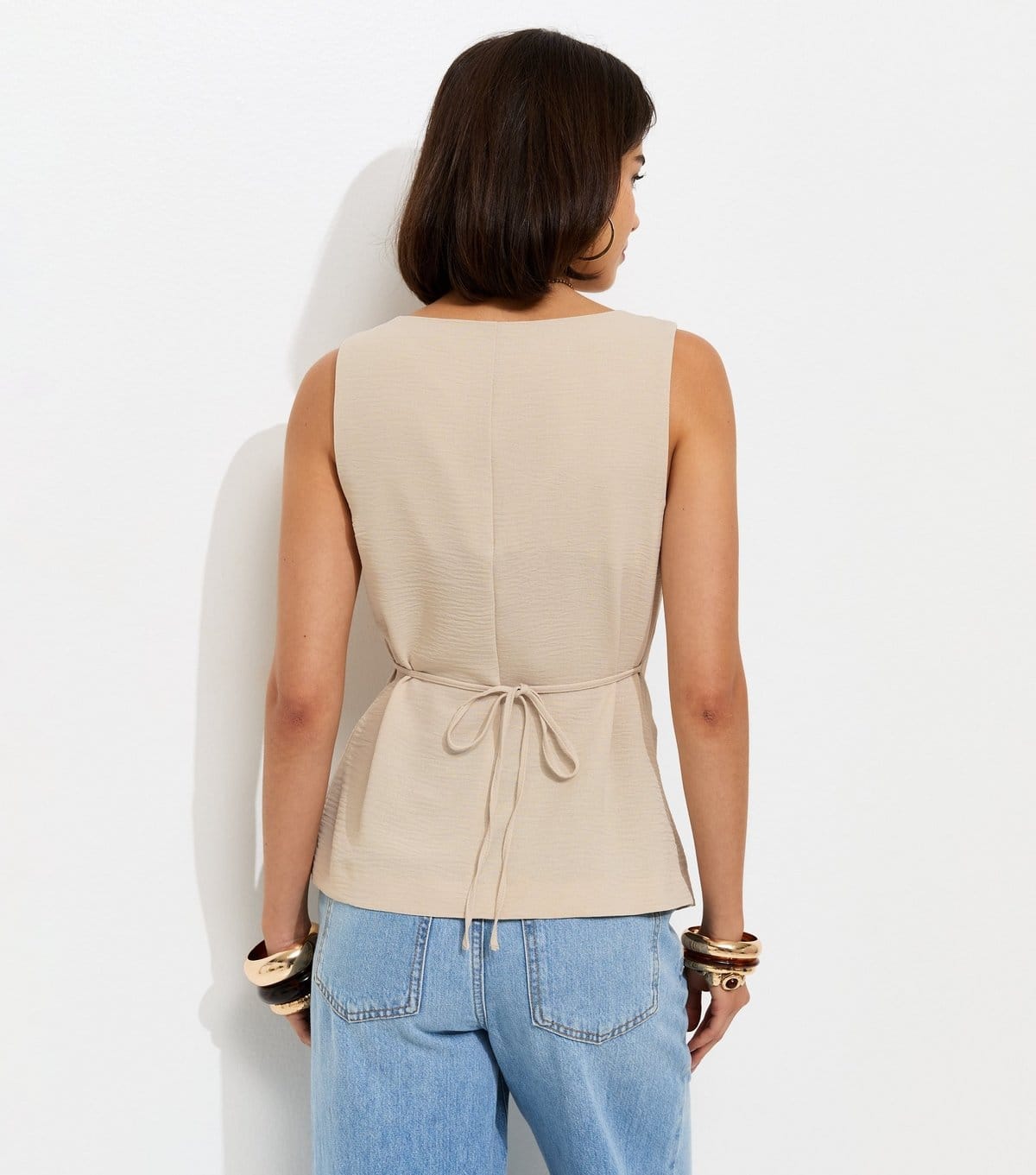 New Look Women's Stone Square Neck Button Down Waistcoat New Look - 4