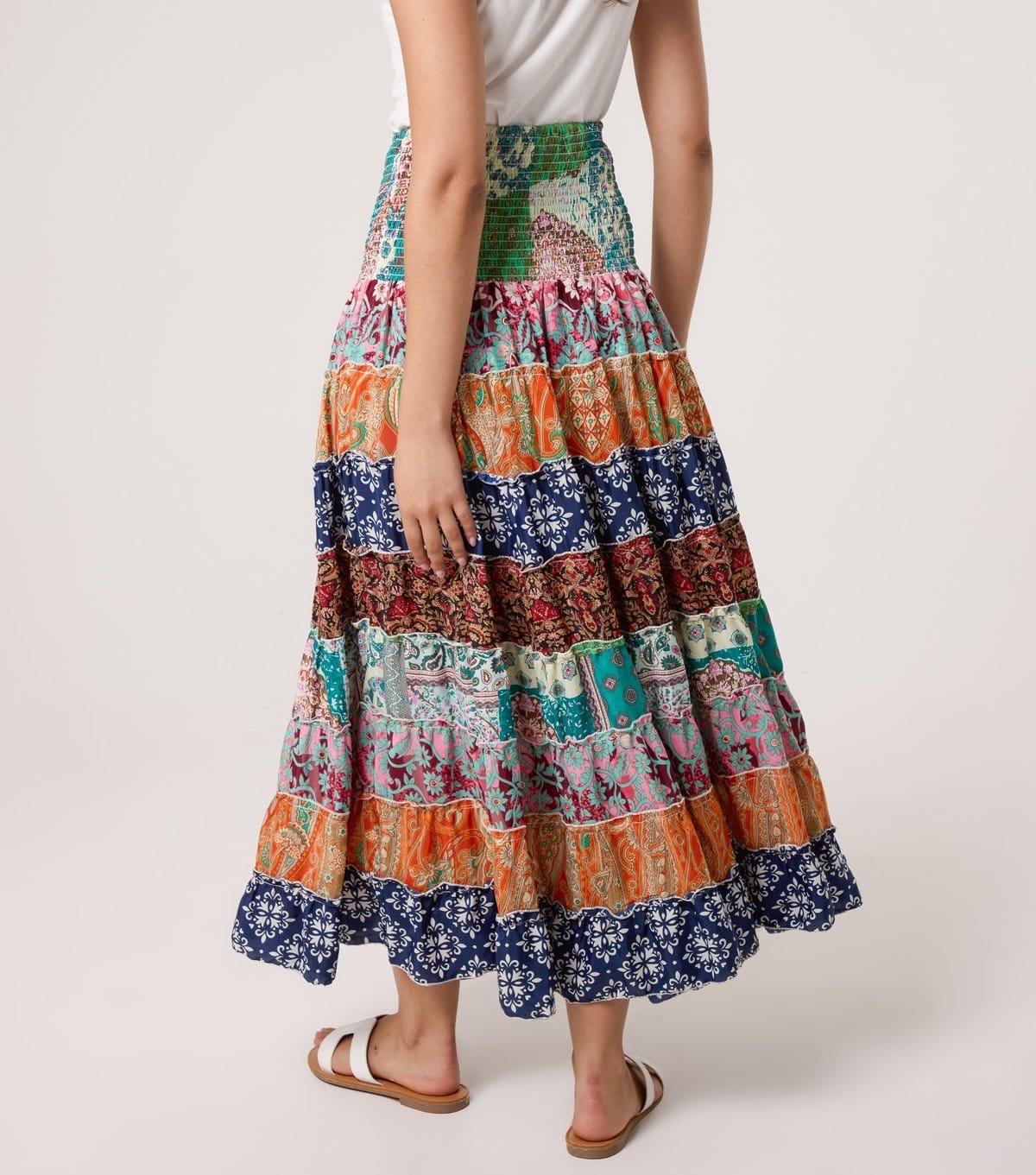 Blue Vanilla Women's Multicoloured Patchwork Print Maxi Skirt Blue Vanilla New Look - 4