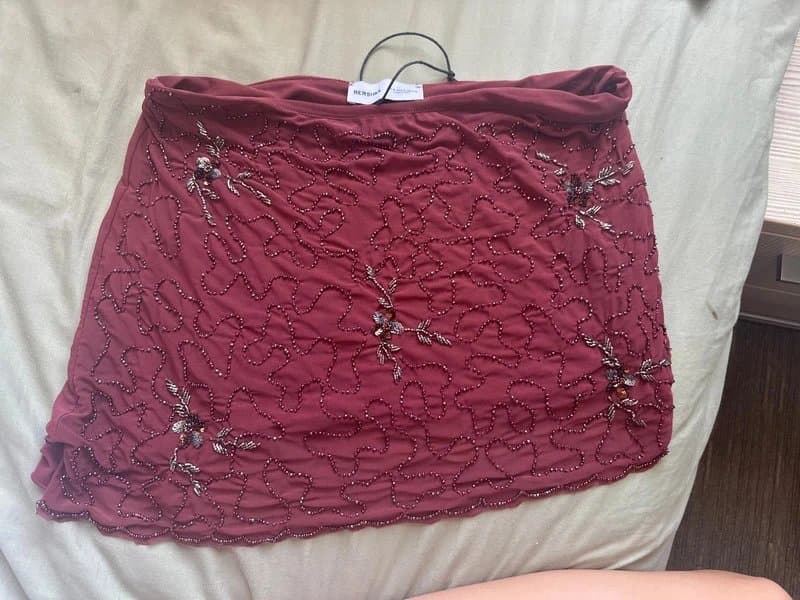 Bershka burgundy sequin skirt