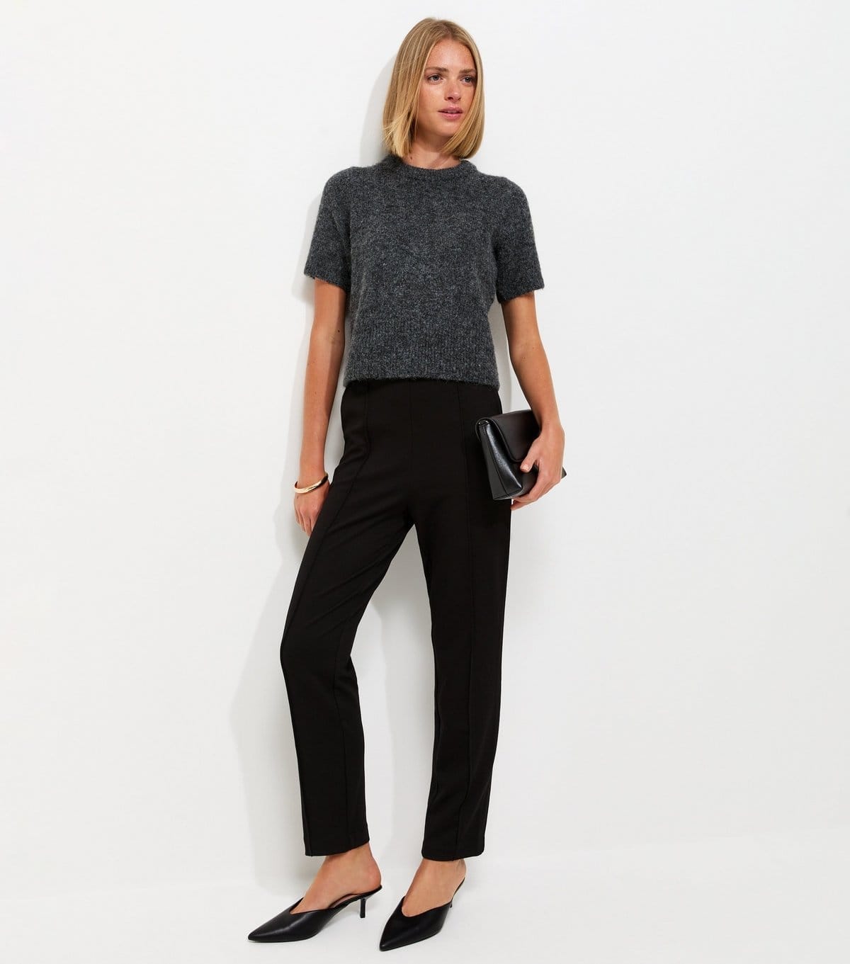 New Look Black Jersey Twill Slim Leg Trousers