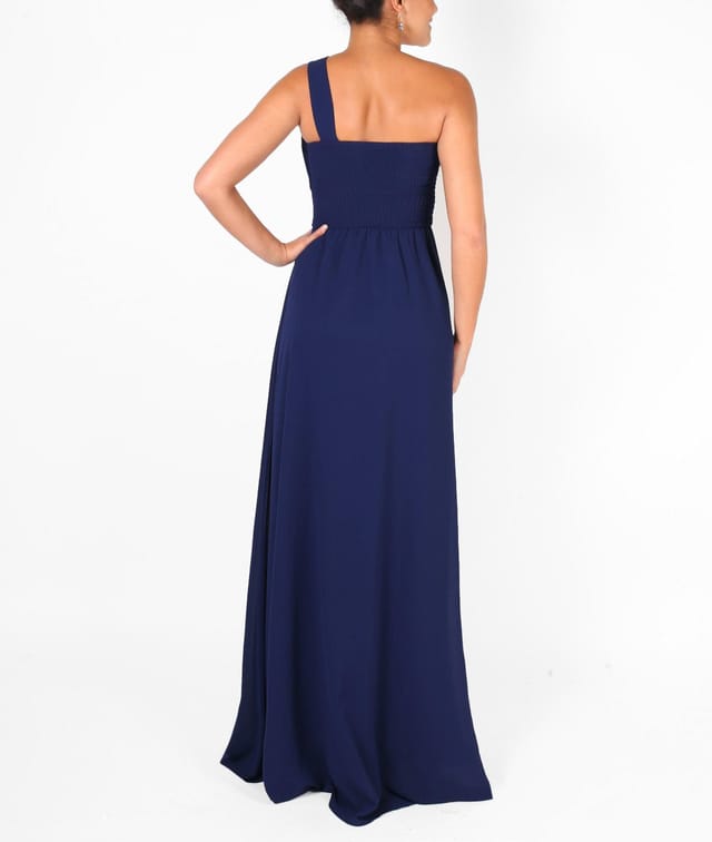 KRISP KRISP Women's One Shoulder Evening Maxi Dress in Navy - 3