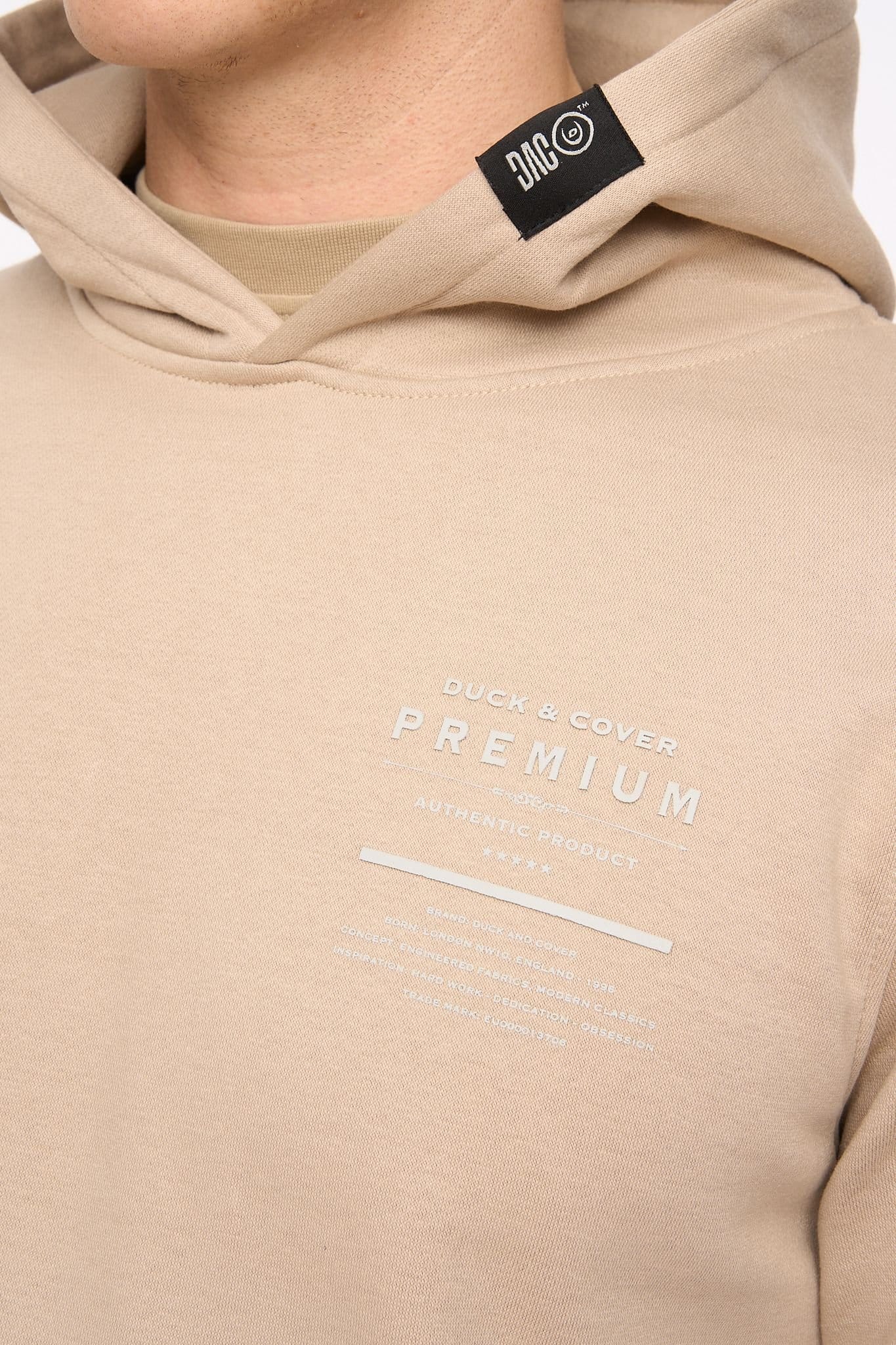 Duck and Cover Duck and Cover Men's Rayland Functional Hoodie with Mixed Media Print in Stone - 4