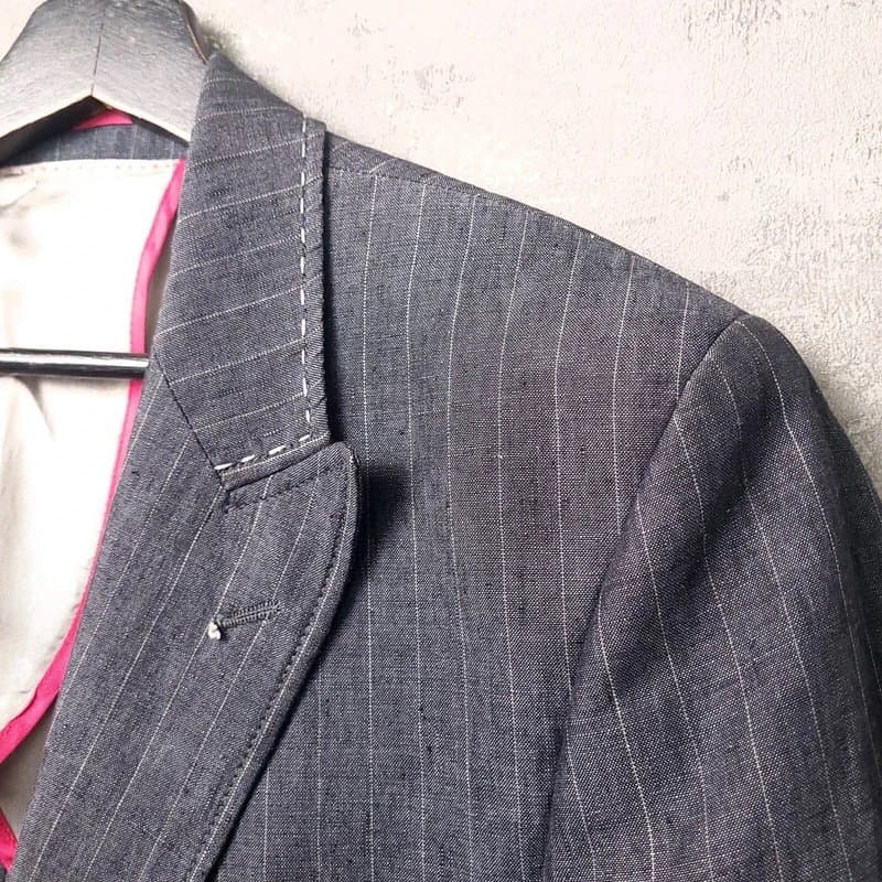 Thomas Pink Thomas Pink Linen Blazer Jacket Mens 40R Regular Fit Grey Pinstripe Sport Coat