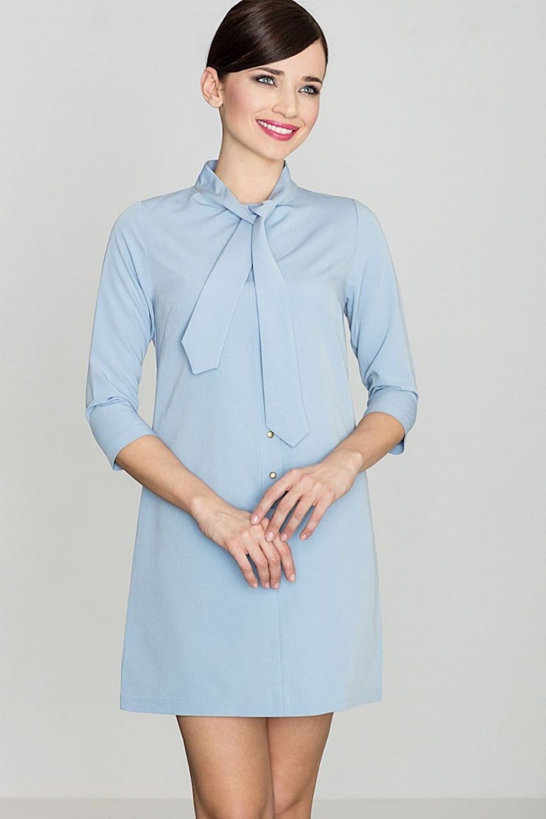 Love Lace Blue Soft Mini Dress with Tie Sash