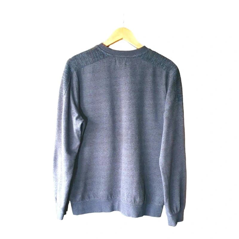New Look New Look Jumper Crew Neck Sweatshirt Grey Stripe Men's UK Size M