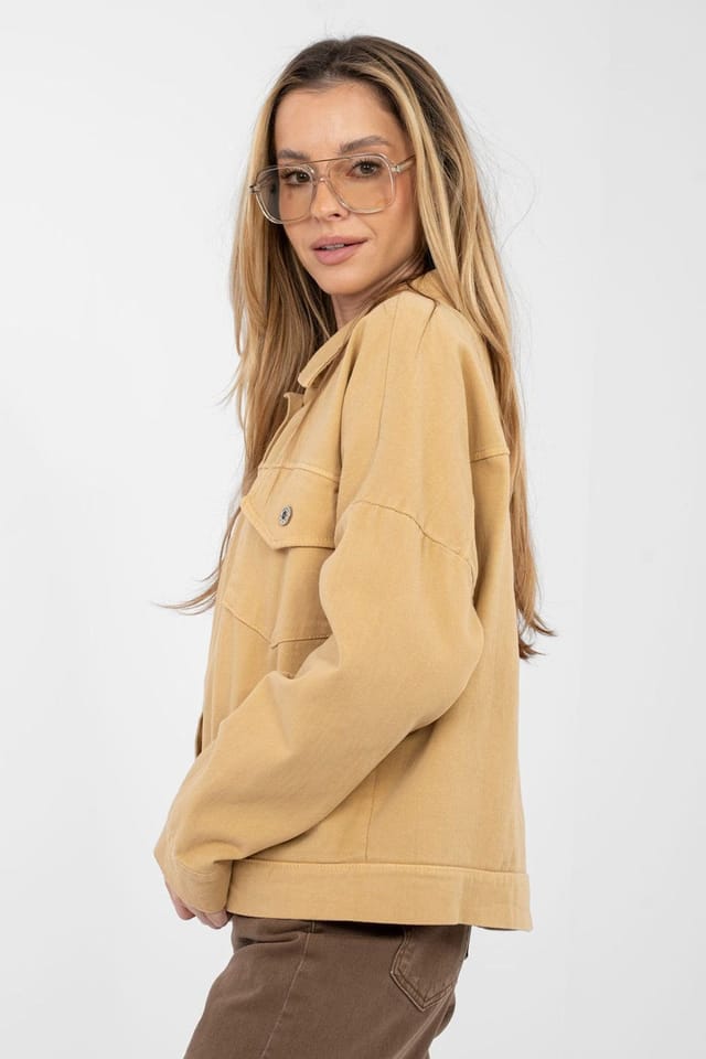 Love Lace Love Lace Women's Classic Denim Jacket with Pockets Style 223818 in Mustard - 2