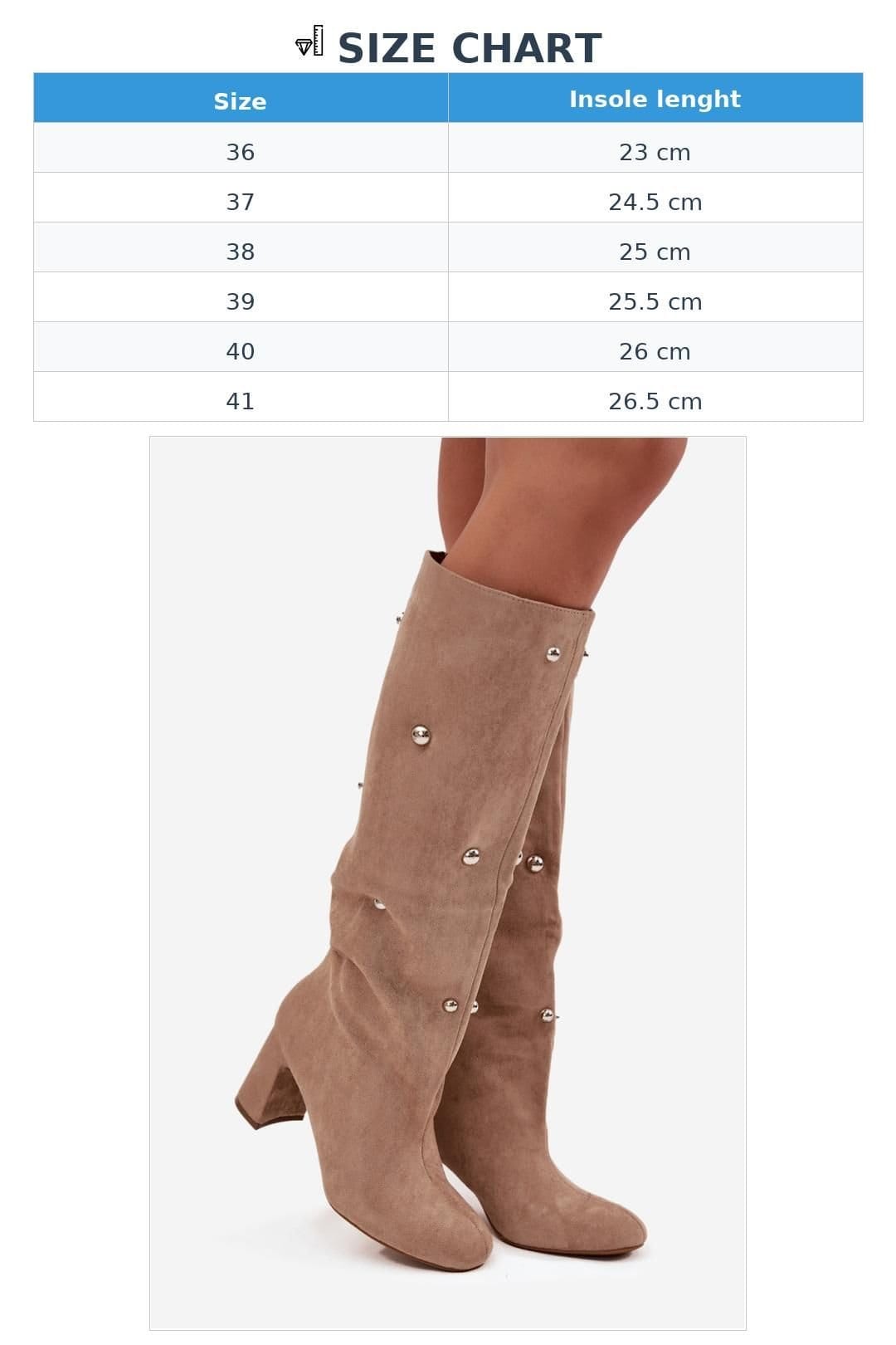 Love Lace Love Lace Women's Suede Heel Boots with Rounded Toes & Decorative Upper in Beige - 4