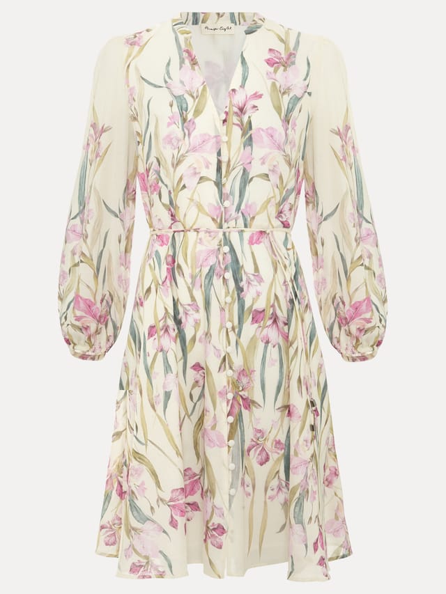 Phase Eight Phase Eight Women's Floral Floral Button-Front Mini Dress in Off-White - 2
