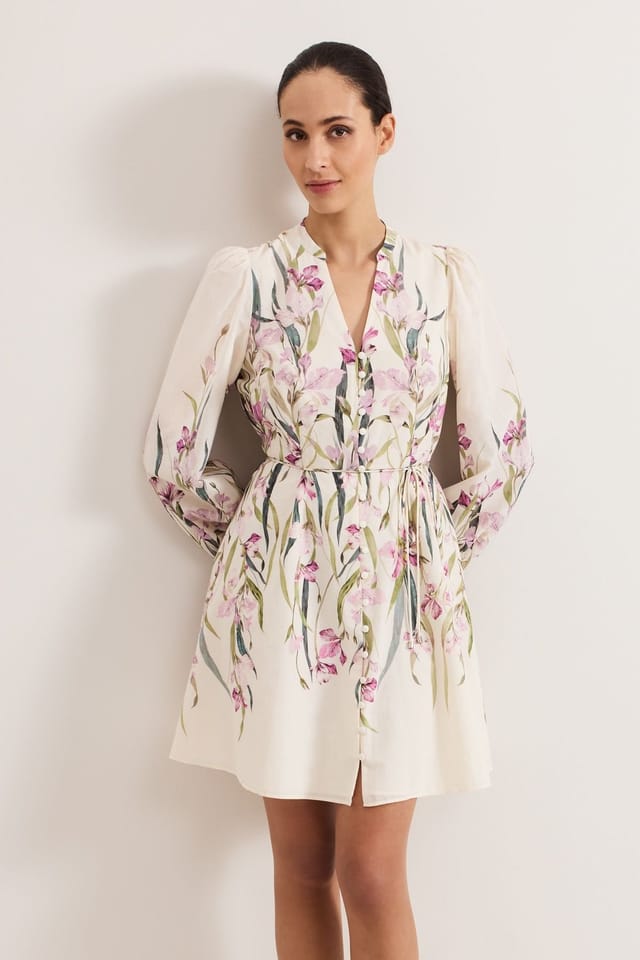 Phase Eight Phase Eight Women's Floral Floral Button-Front Mini Dress in Off-White - 3