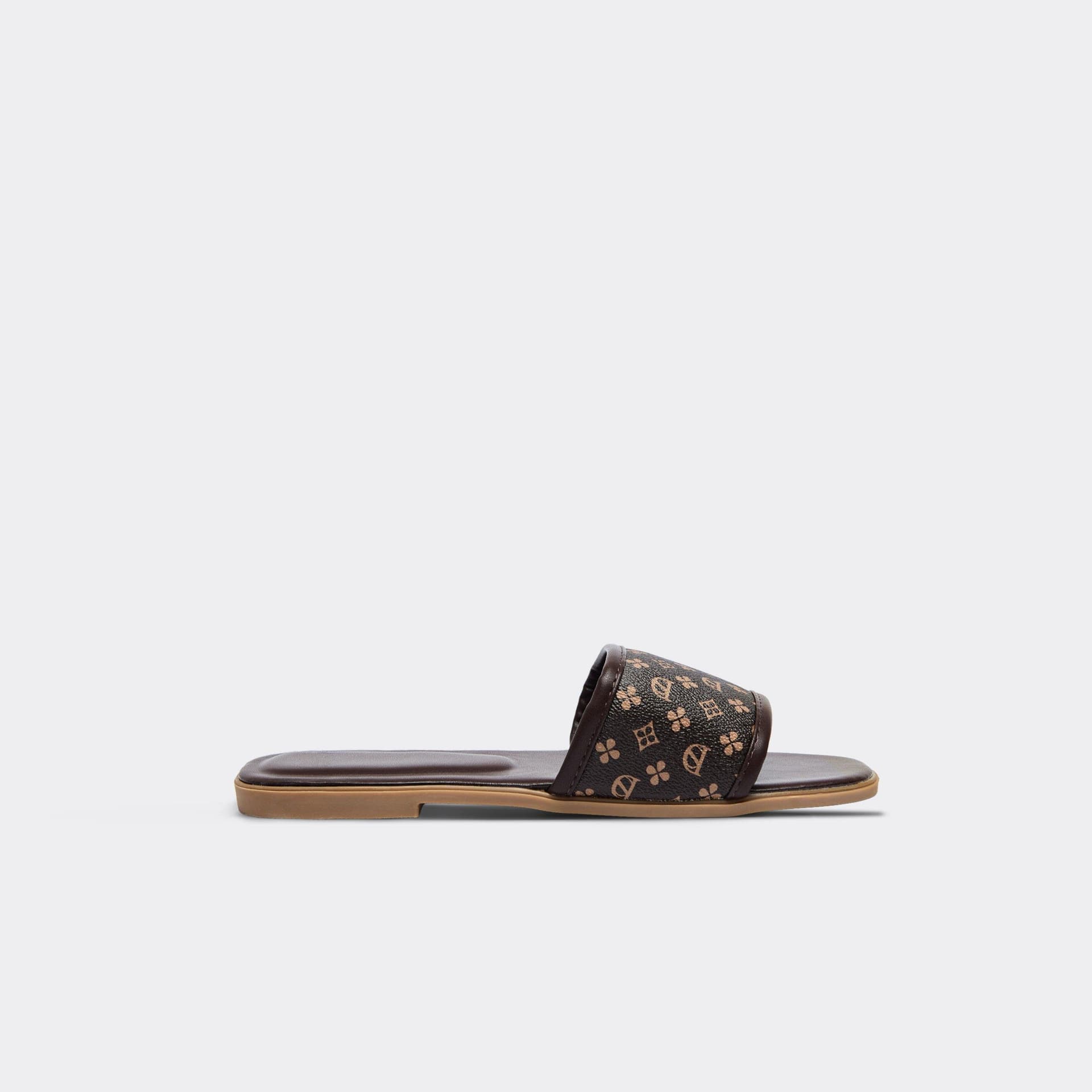 EGO EGO Brown Faux Leather Flat Slider Sandal, Women's Size UK 3