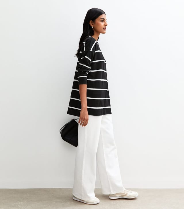 New Look Women's Black Soft Touch Striped Long Sleeve Top New Look - 2