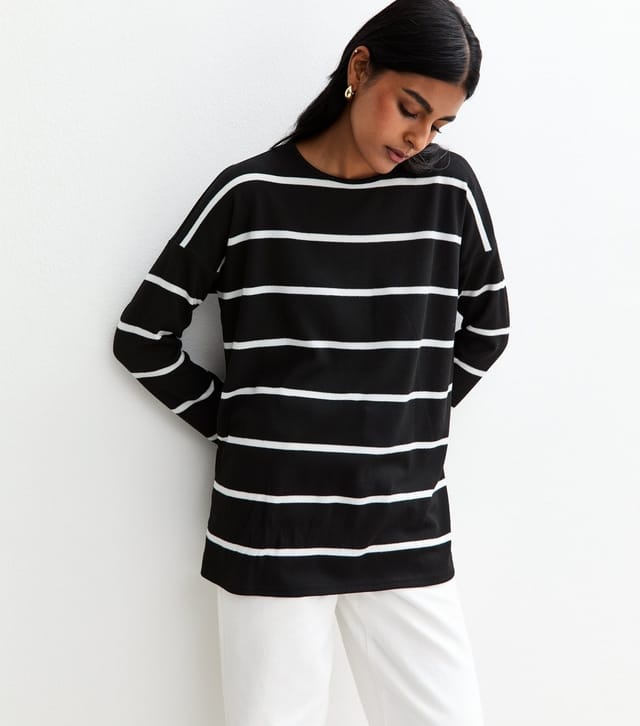 New Look Women's Black Soft Touch Striped Long Sleeve Top New Look - 3