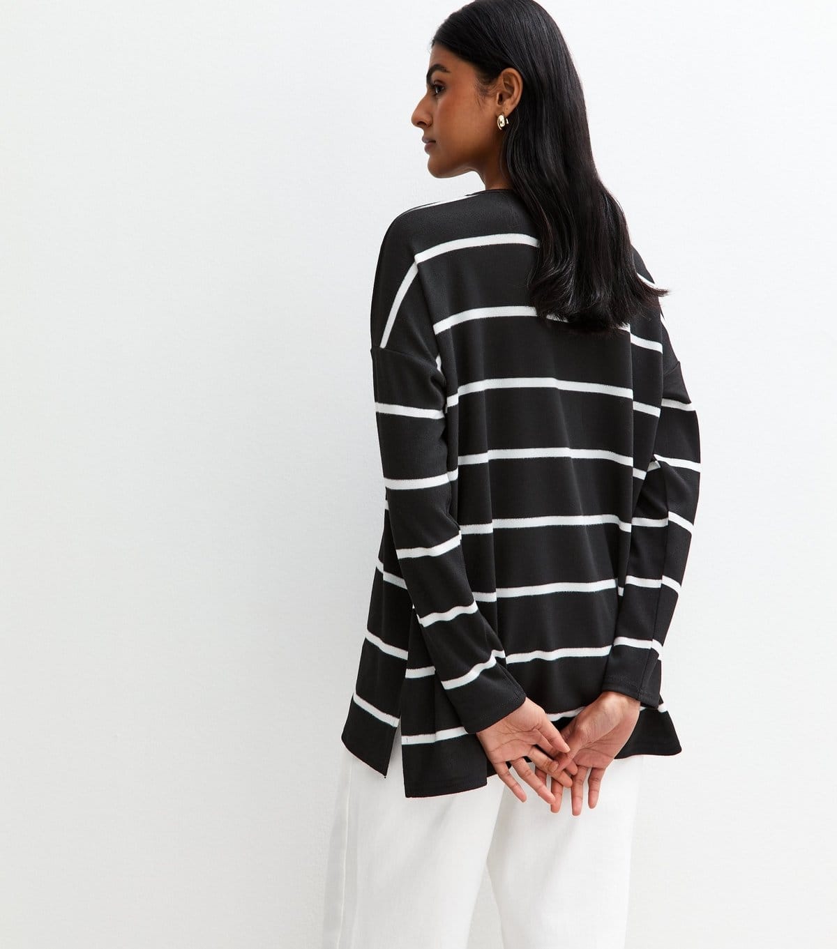 New Look Women's Black Soft Touch Striped Long Sleeve Top New Look - 4