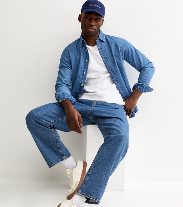 jack & jones Men's Jack and Jones Mid Blue Wash Denim Shirt Jack & Jones New Look - 3