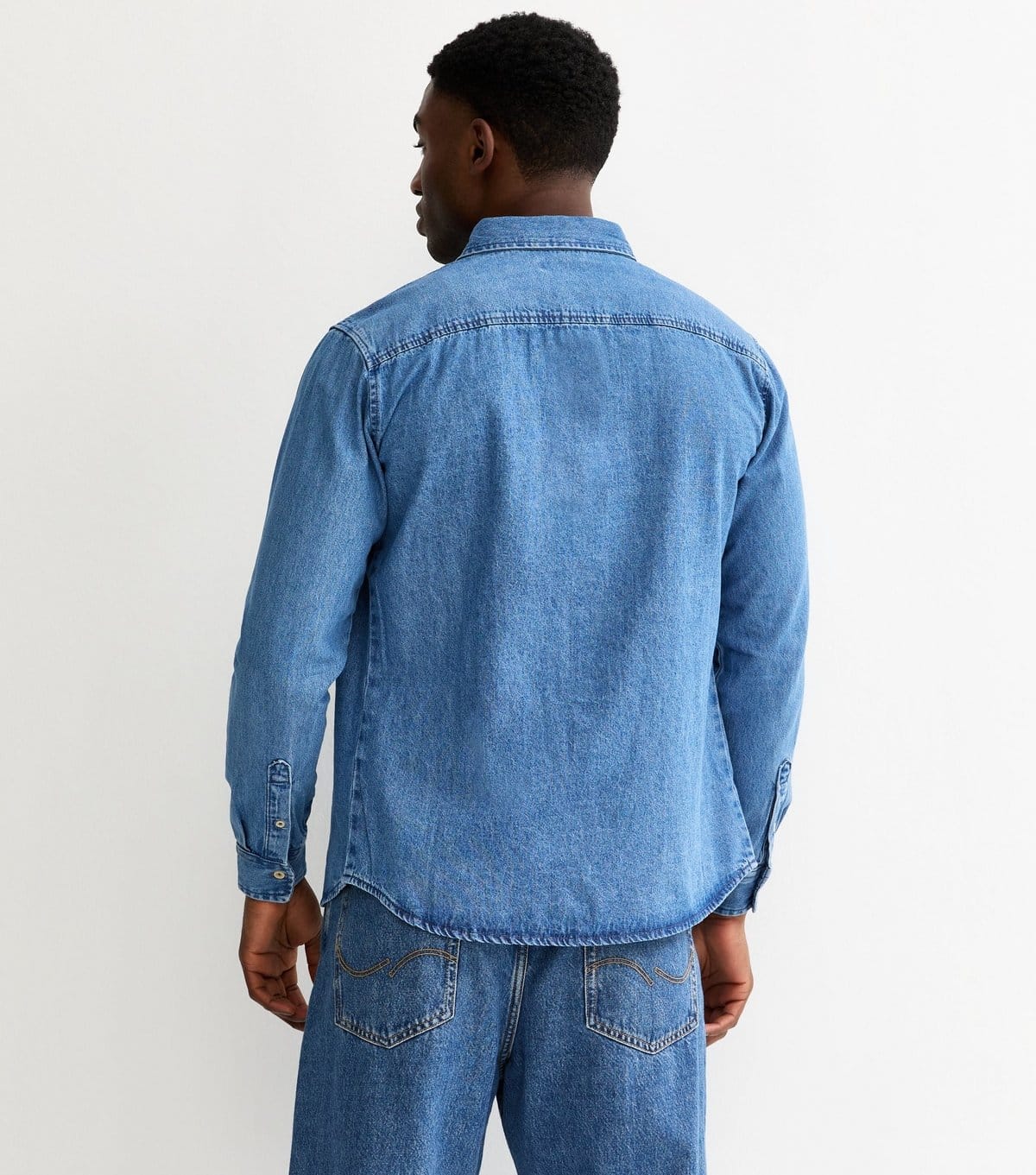 jack & jones Men's Jack and Jones Mid Blue Wash Denim Shirt Jack & Jones New Look - 4