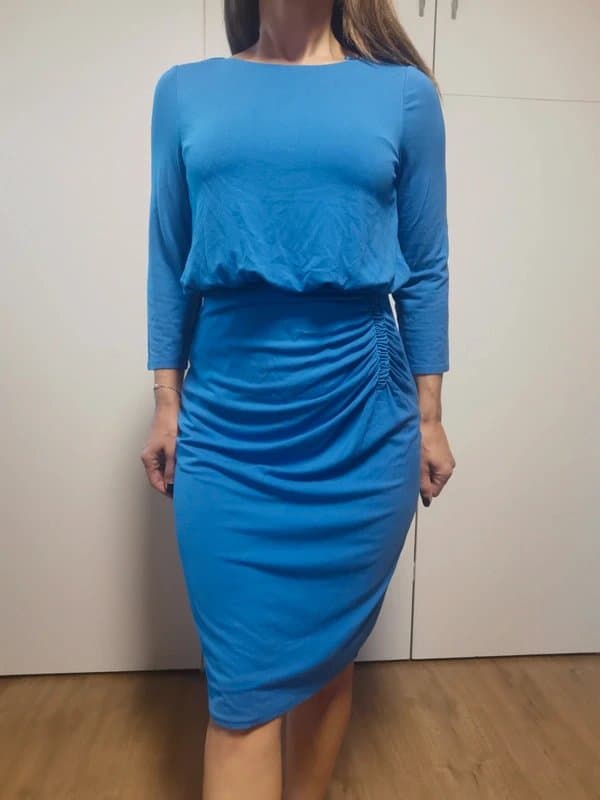 Phase Eight Phase Eight Cobalt Blue Ruched Midi Dress – UK 12