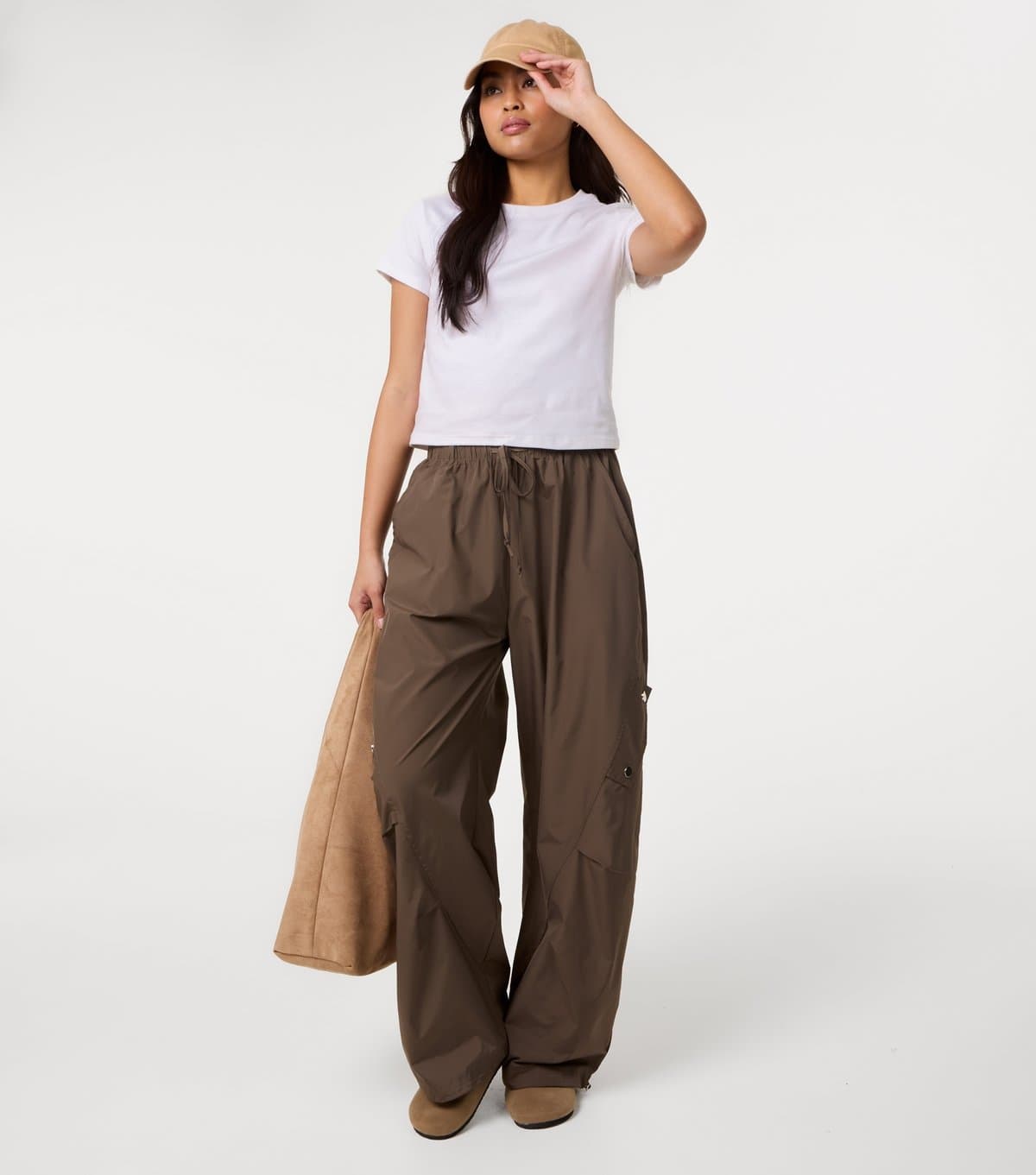 Pink Vanilla Women's Khaki Wide leg Cargo Trousers Pink Vanilla New Look