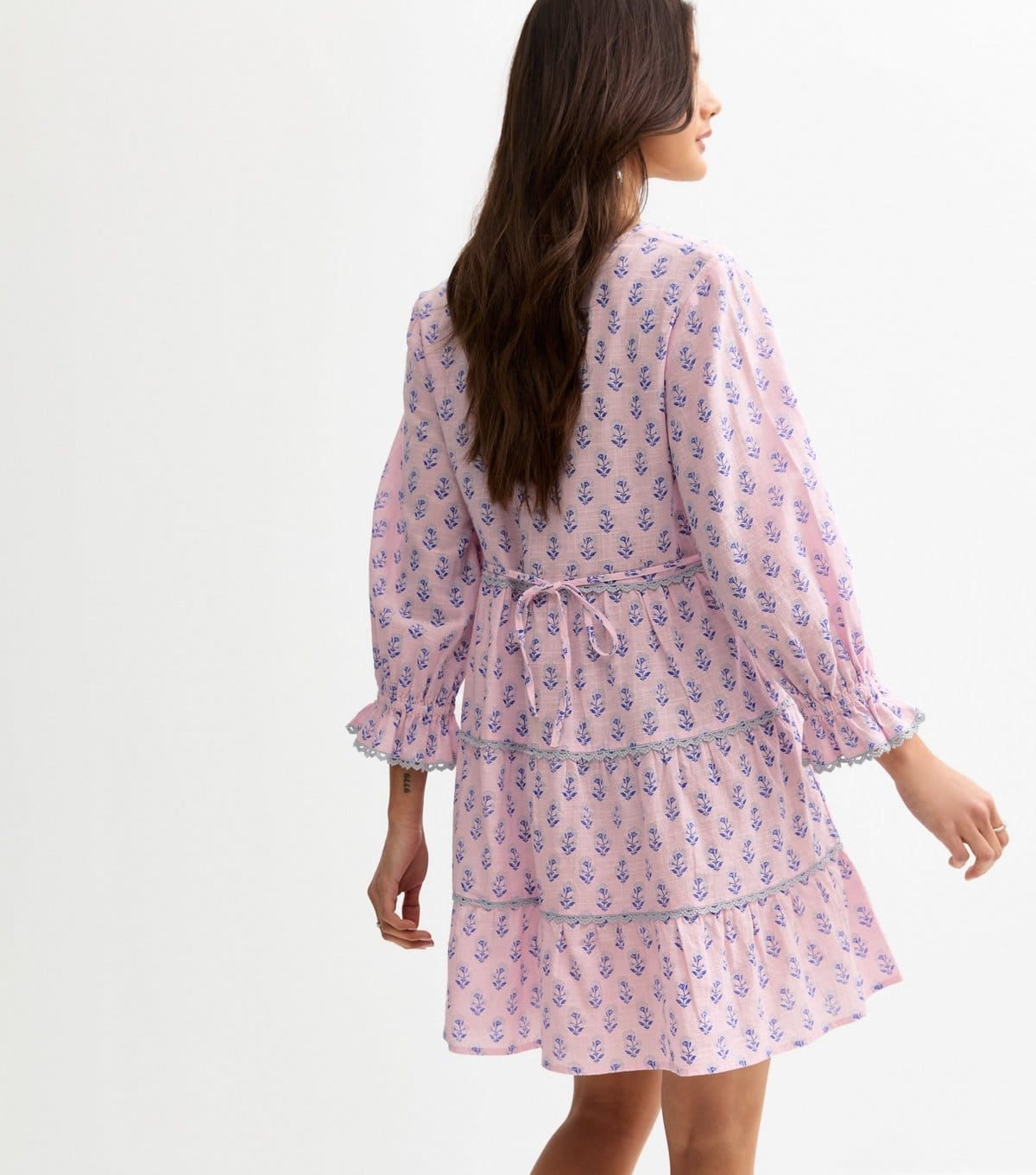 New Look Women's Pink Pattern Print Tiered Mini Dress New Look - 4