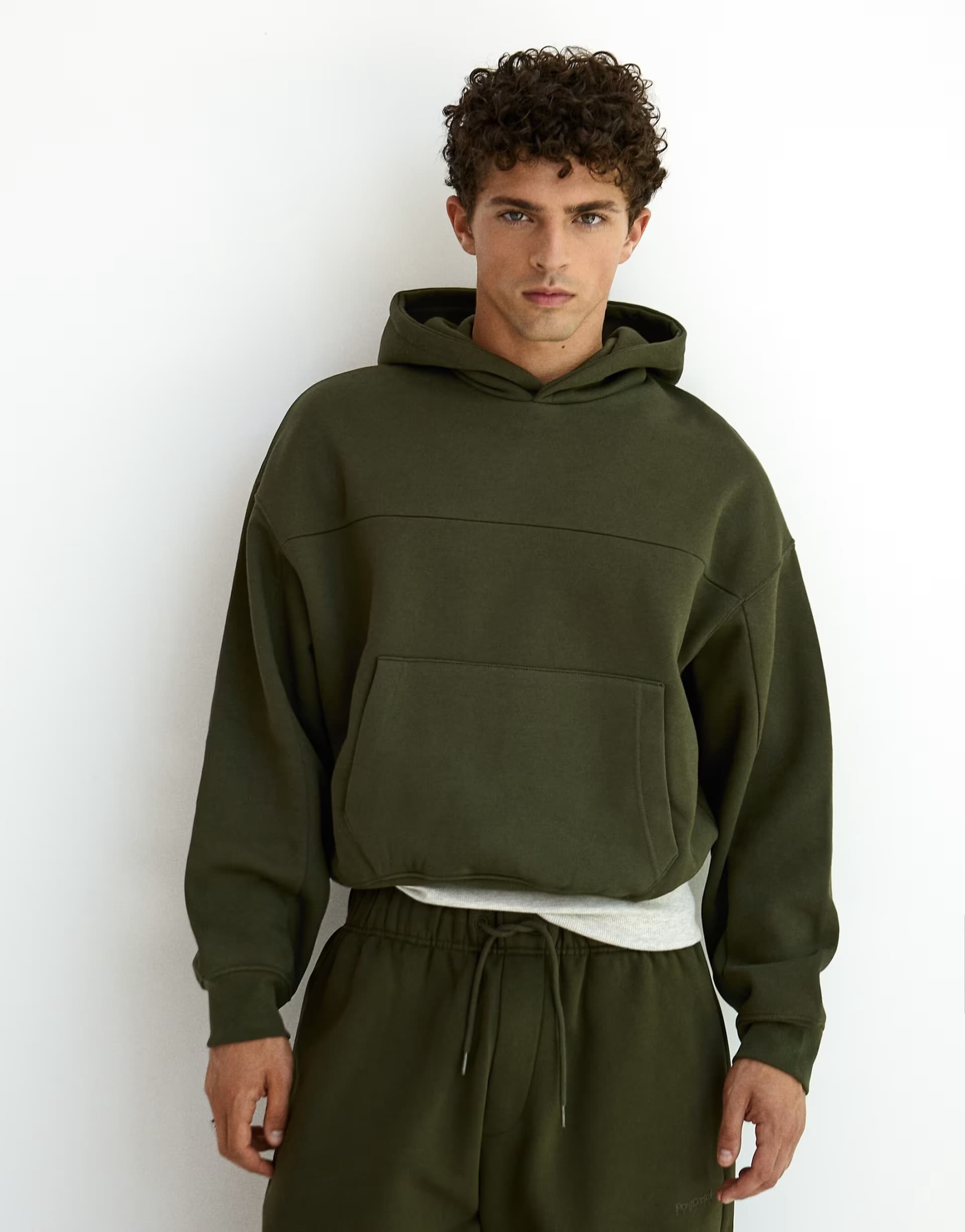 ASOS Bershka Boxyhoodie in green