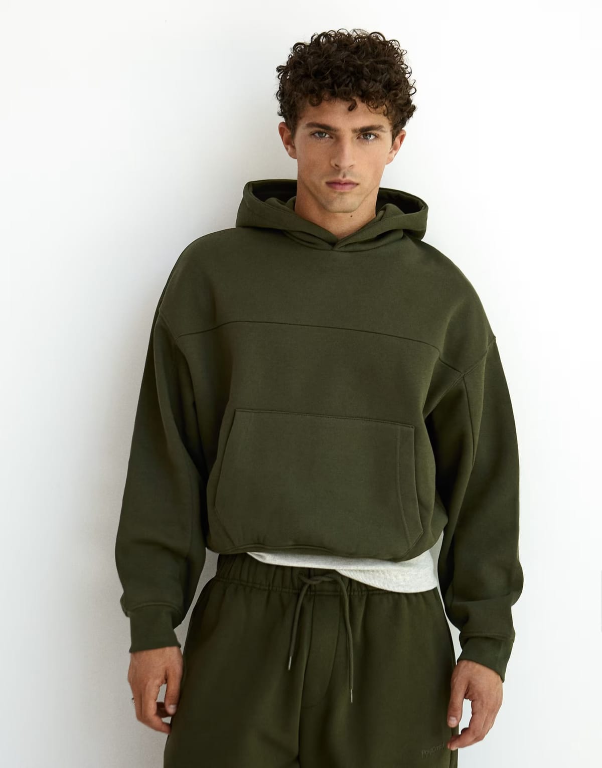 ASOS Bershka Boxyhoodie in green - 1