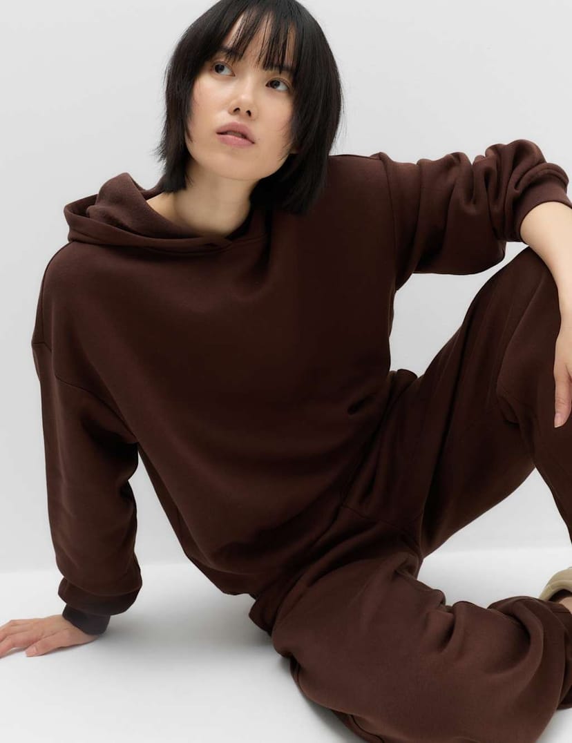 Marks & Spencer M&S Cotton Rich Hoodie Dark Chocolate - 1