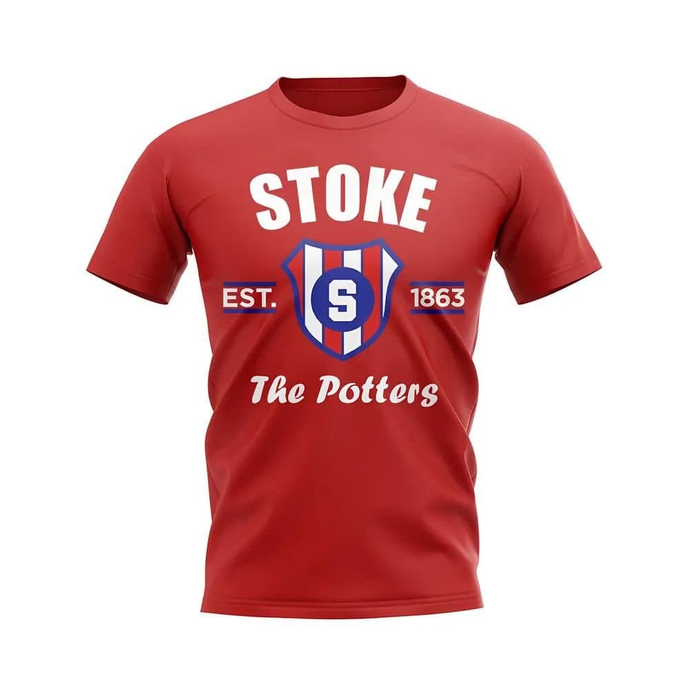 Stoke City FC Stoke City FC Men's Personalised Established Football T-Shirt in Red