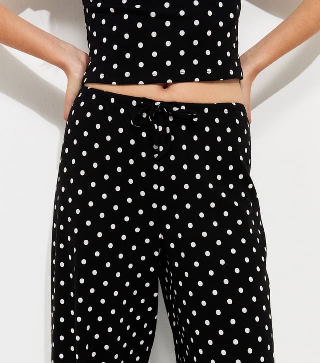 New Look Women's Black Cotton Rich Polka Dot Wide Leg Trousers New Look - 3