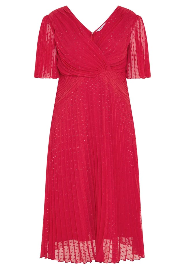 Yours Yours Women's Pleated Wrap Maxi Dress in Red - 2