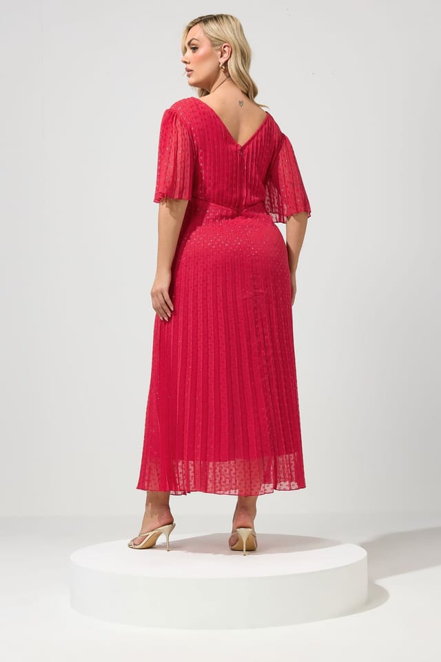 Yours Yours Women's Pleated Wrap Maxi Dress in Red - 3