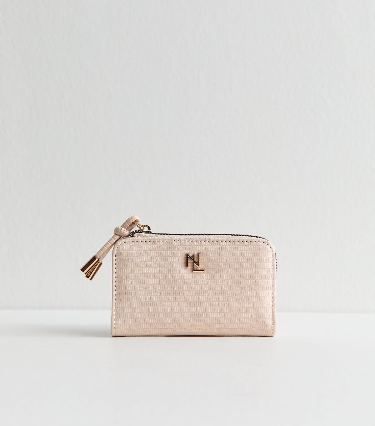 New Look Pink Lizard Embossed Logo Plaque Purse New Look