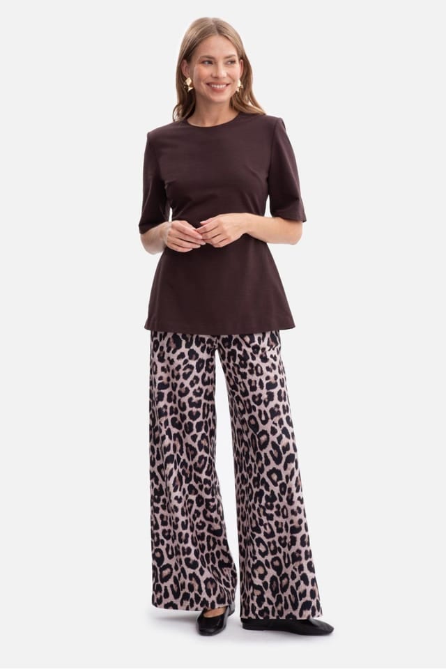 Love Lace Love Lace Women's Smooth Sweatshirt Peplum Shirt with Zip in Brown - 2