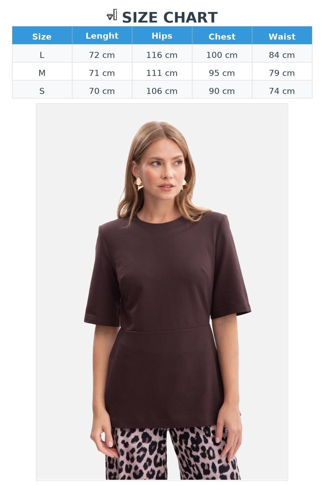 Love Lace Love Lace Women's Smooth Sweatshirt Peplum Shirt with Zip in Brown - 4