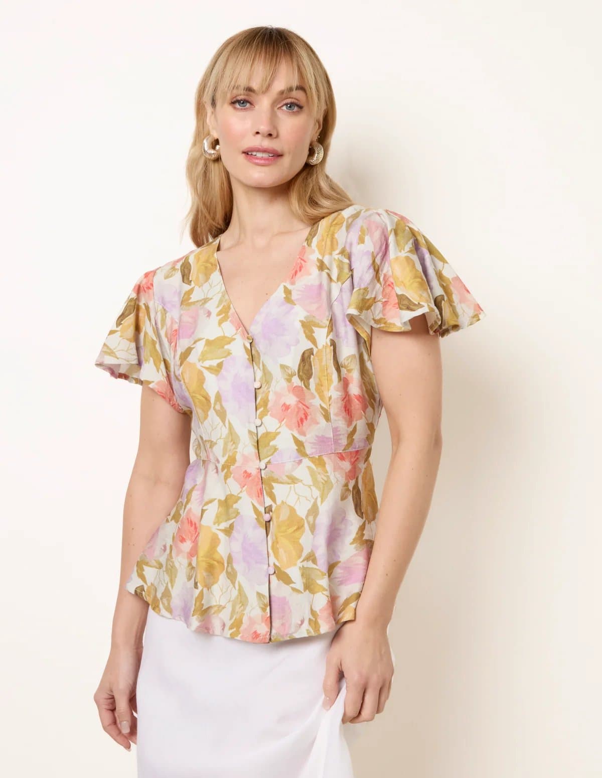 Blue Vanilla Floral Peplum Top