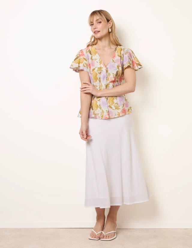 Blue Vanilla Floral Peplum Top - 2