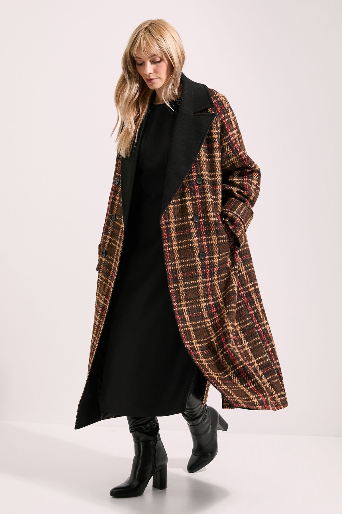 Wallis Wallis Women's Principles by Check Maxi Coat