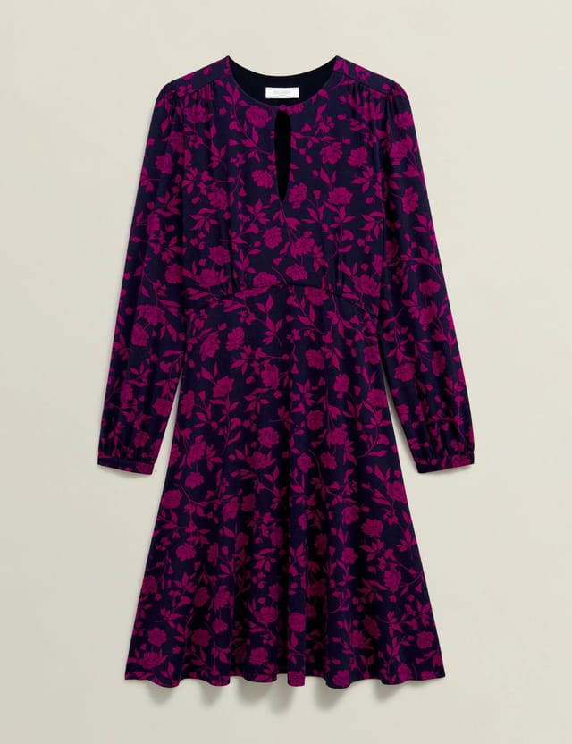 Hobbs London Hobbs London Women's Grace Long Sleeve Keyhole Jersey Dress in Dark Navy - 2