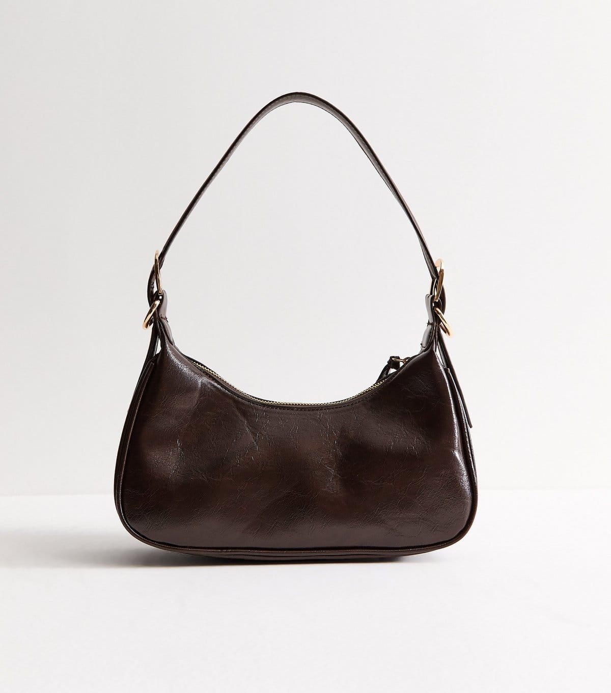 New Look Dark Brown Patent Faux Leather Utility Shoulder Bag New Look - 4