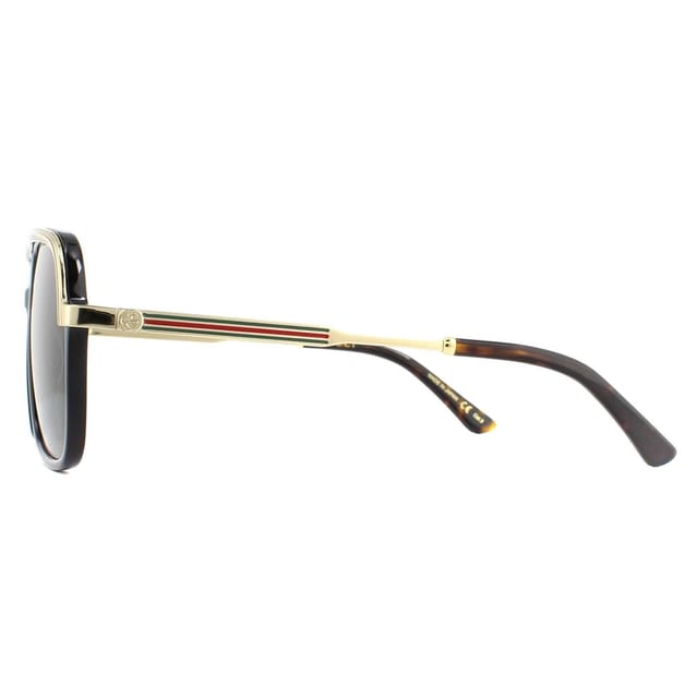 Gucci Gucci Men's Aviator Black & Gold Green Sunglasses - 3