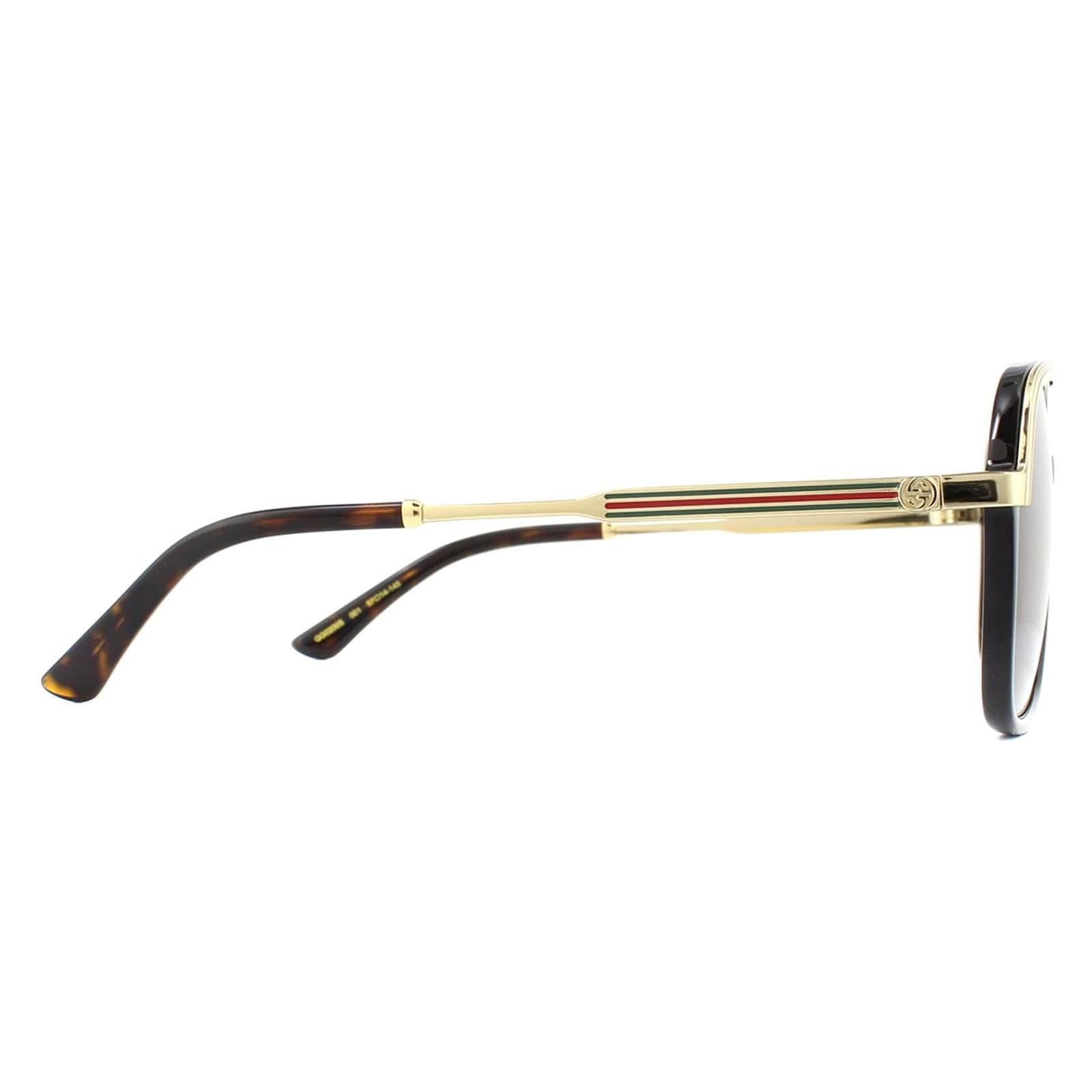 Gucci Gucci Men's Aviator Black & Gold Green Sunglasses - 4